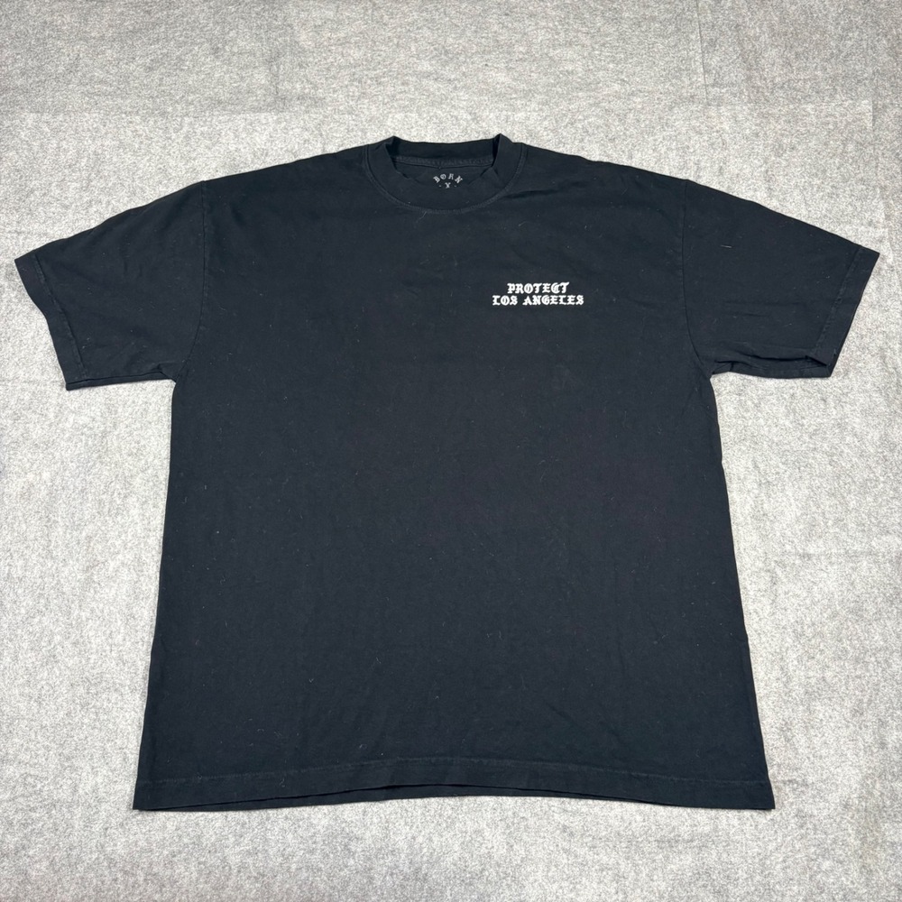 Born X Raised Protect Los Angeles T-Shirt Black Mens Large Graphic Streetwear